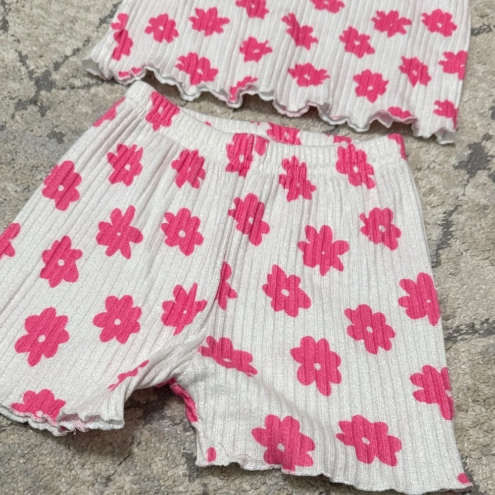 Pink Floral Kids Pajama Set - Picture 2 of 5